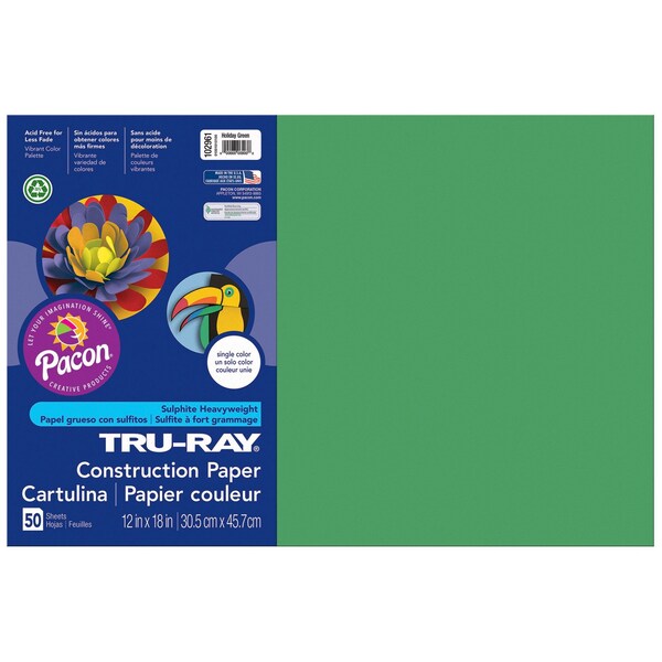 Tru-Ray® Construction Paper, Holiday Green, 12x18, PK250